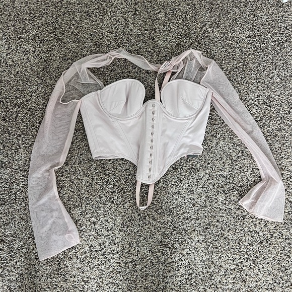 House of CB Tops - House of CB Mina Corset Top with Sheer Sleeves